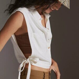 ANTHROPOLOGIE Pilcro and the Letterpress cropped dickie vest off-white XS